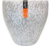 Pots de fleurs blanc 39 cm Set de 2 mélange de pierres en plastique rond