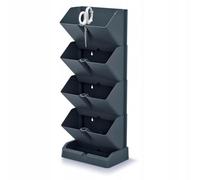 Pots De Fleurs Décoratifs, Modulables, Anthracite, 4x1 L, Lot De 4, 19,5x11,4x47,5 Cm, Mini Cascade