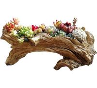 Pots de fleurs en bois flotté artificiel - Décoration rustique - Résine - Usage intérieur et extérieur