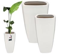 KOTARBAU® Lot de 2 Pot de Fleur Céramique 36,5x59 cm / 28,5x56 cm Blanc Cache Pot Intérieur Drainage