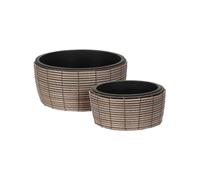 Pots de fleurs en poly rotin beige 2 pièces Design moderne