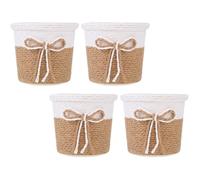 Pots de Fleurs Imperméables en Corde de Papier Lot de 4 Cache-Pots Ronds pour Plantes Vertes Décor Jardin