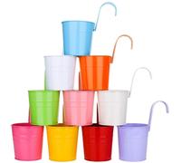 Pots de fleurs suspendus en métal, 10 cm, lot de 10, multicolores, avec crochets