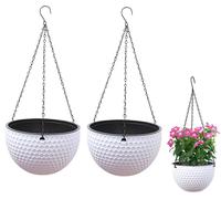 Pots de fleurs suspendus, lot de 2, en acier inoxydable, avec trous de drainage et bouchons, pour l'intérieur et l'extérieur, pour décorer les plafonds, les balcons et les murs, blancs, de taille moye