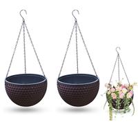 Pots de fleurs suspendus, lot de 2, suspensions pour plantes d'extérieur, acier inoxydable, avec trous de drainage et bouchons, pour l'intérieur et l'extérieur, plafonds, balcons, décoration murale, m