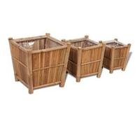 Pots de fleurs - vidaXL - 3 pcs - Bambou résistant aux intempéries - Dimensions variées - Carré Marron G