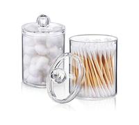 Pots de Rangement Transparents pour Salle de Bain, Ensemble de 4 Boîtes Polyvalentes Durables pour Boules de Coton, Tampons, Taille 4,33x2,76 Pouces, Plastique PS