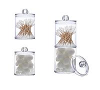 Pots de Rangement Transparents pour Salle de Bain, Ensemble de 4 Boîtes Polyvalentes Durables pour Boules de Coton, Tampons, Taille 4,33x2,76 Pouces, Plastique PS