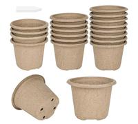 Pots de semis biodégradables, lot de 20, Ø 11 cm. Ces pots de plantation biodégradables sont fournis avec 20 étiquettes en plastique et conviennent à la culture de légumes, de fruits, d'herbes aromati