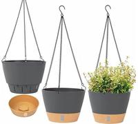 Pots d'extérieur à arrosage automatique - lot de 3 avec système de drainage et jauge d'eau visible