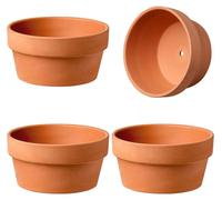 Pots en terre cuite, lot de 4, dimensions 14 x 7,1 cm, avec trou de drainage, idéaux pour les succulentes et les herbes aromatiques