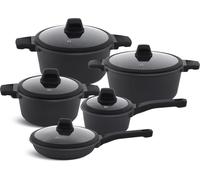 Pots noirs Couvercle en verre INDUCTION 10 pièces ensemble de pots poêles à frire en céramique cadeau NEW