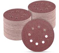POTUINOM Lot de 100 disques abrasifs ronds de 12,7 cm, grain 60, papier abrasif à crochet et boucle pour ponceuse orbitale aléatoire