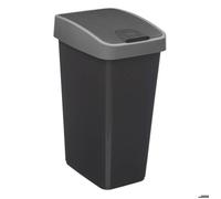 Poubelle de Cuisine 2 Ouvertures 25L Gris & Noir