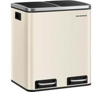 Poubelle 2 X 15 L À Double Compartiment Pour Déchets Et Matières Recyclables, Modèle À Pédale, 15 Sacs Inclus, Petite Poubelle