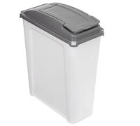Poubelle 25L plastique clair-gris 19x40x50cm couvercle charnière jaune
