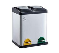 POUBELLE 30 lITRES Corbeille de tri en acier inoxydable 2 x 15 litres