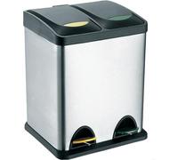 Poubelle 41x30x41cm, 16l, argent, noir, acier inoxydable, plastique