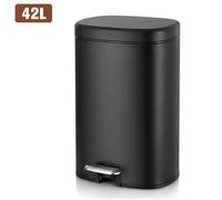 Poubelle 42L Inox - Pédales en Métal - Avec Seau Intérieur en Plastique, Fermeture Douce, Anti-odeur - Poubelle de cuisine - Noir