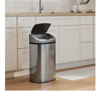Poubelle 48 L Inox Capteur Automatique Cuisine Bureau - Fermeture Douce - Design Moderne Argent