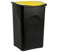 Poubelle 50 litres - Avec couvercle - Collecteur de déchets - Noir/jaune - Cuisine