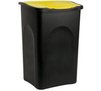 Poubelle 50 litres avec couvercle noir jaune collecteur de déchets cuisine plastique bureau couloir tri sélectif intérieur