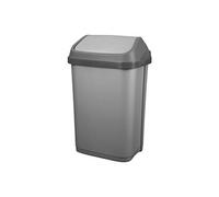 Poubelle 50l couv.basculant gris silve aluminium et plastique ps50