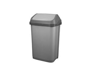 Poubelle 50l couv.basculant gris silve aluminium et plastique ps50