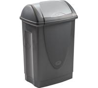 Poubelle 50L en plastique recy ouvercle basculant - Gris Anthracite - 44x34x65 cm - Grande capacité - Fabriquée en France -Idéale Cuisine, Bureau, Cellier - M home by Mazzei
