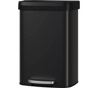 Poubelle 60 l - Poubelle à pédale Poubelle en acier inoxydable - Couvercle à fermeture douce - Anneau porte-sac - Inoxydable - Pour la cuisine - Noir