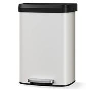 Poubelle - 60 litres - Acier inoxydable - Pédale - Seau intérieur amovible - Rectangulaire - Blanche