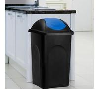 Poubelle 60 litres - Avec couvercle - Collecteur de déchets - Noir/bleu