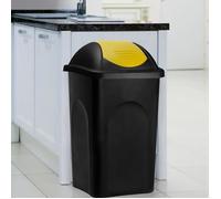Poubelle 60 litres - Avec couvercle - Collecteur de déchets - Noir/jaune