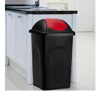 Poubelle 60 litres - Avec couvercle - Collecteur de déchets - Noir/rouge