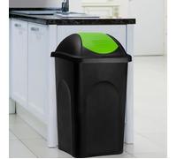 Poubelle 60 litres - Avec couvercle - Collecteur de déchets - Noir/vert