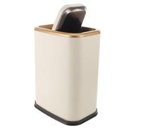 Poubelle à Bascule 8l Étroite Rectangulaire en Acier Inoxydable Blanc | Double Paroi, Bac Intérieur Amovible en Plastique, Couvercle Discret, pour Toilettes Cuisine