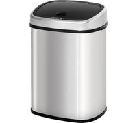 Poubelle à capteur 48 L - Poubelle automatique avec capteur de mouvement, poubelle étanche en acier inoxydable pour la cuisine, le bureau ou la chambre à coucher - Argent