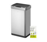 EKO Poubelle Cuisine Automatique 50L Mirage-T | Bac Rectangulaire avec Capteur Mains Libres | Acier Inox Brossé Anti-Traces | Cuisine Moderne