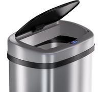 Poubelle à capteur, 58 L, acier inoxydable, détecteur de mouvement