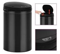 vidaXL Poubelle automatique à capteur 30 L acier carbone noir