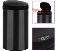 Poubelle à capteur automatique 40 L Acier au carbone Noir