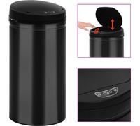Poubelle à capteur automatique 50 L Acier au carbone Noir