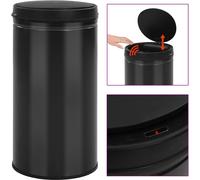 Poubelle à capteur automatique 60 L Acier au carbone Noir