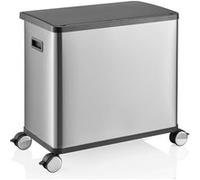 Poubelle à capteur / système de tri des déchets Clean Mobile 2 compartiments 48L (2x24L) incl. roulettes acier inoxydable argent hjh OFFICE Argent