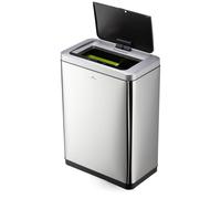 Poubelle à capteurs, 2 x 20 litres, sans contact, argentée, avec système de fermeture en douceur