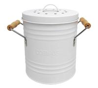 Poubelle à Compost 4L Métal avec Couvercle et Poignées en Bois - ISIRO