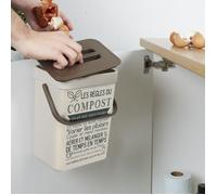 Je Cherche Une IDEE - ME0020, Poubelle à Compost en Plastique avec Accroche, Poubelle 5L à Anse pour déchets à composter, Grande capacité de Stockage, Facilité de Transport