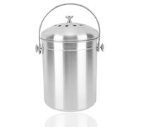 Poubelle à Compost, Composteur De Cuisine en Acier Inoxydable, Seau De Recyclage De Cuisine Rond avec Filtres Et Couvercle pour Déchets Alimentaires