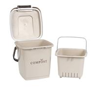 Poubelle à Compost - Je Cherche Une Idee - Seau Perforé - Gris - H24,6 X L26,2 X P25,8 Cm