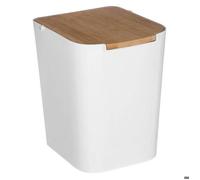 Poubelle à couvercle bambou 5L ""Naturéo"" blanc - 5 five simply smart